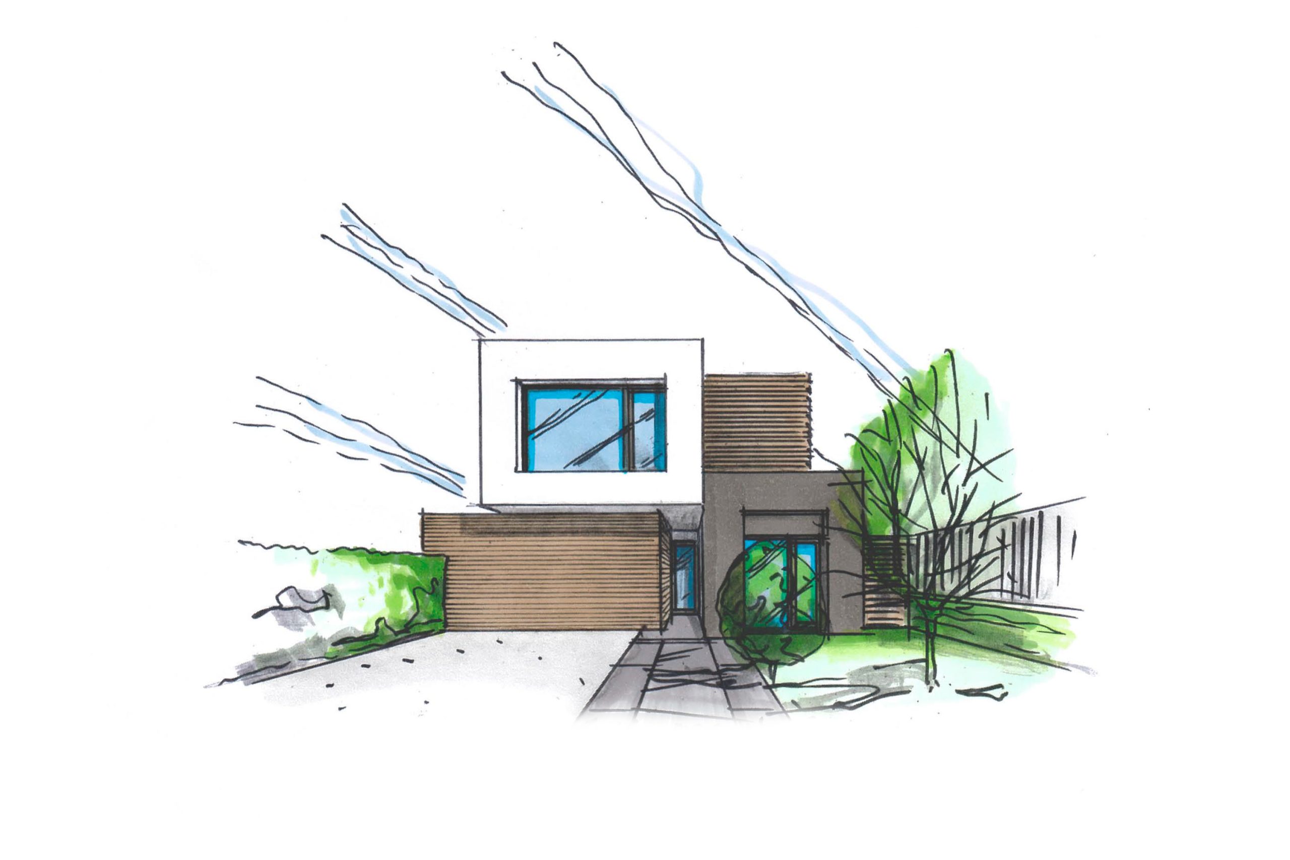 Architectural sketch of the Englehart Merlot residence.